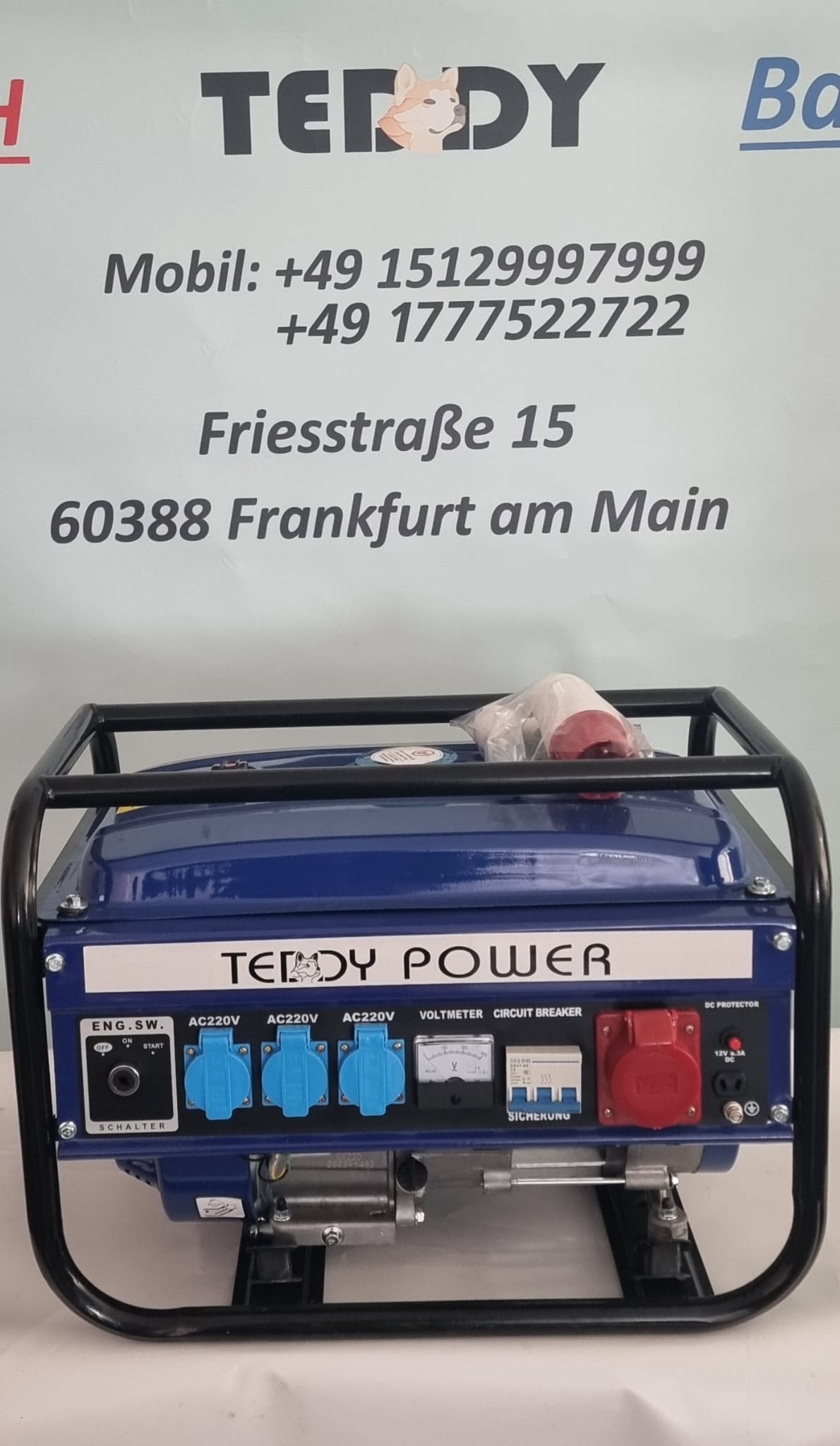 Benzin-Stromerzeuger  Generator „Teddy Power“ 2,3 kW – 3-Phasen (Starkstrom)